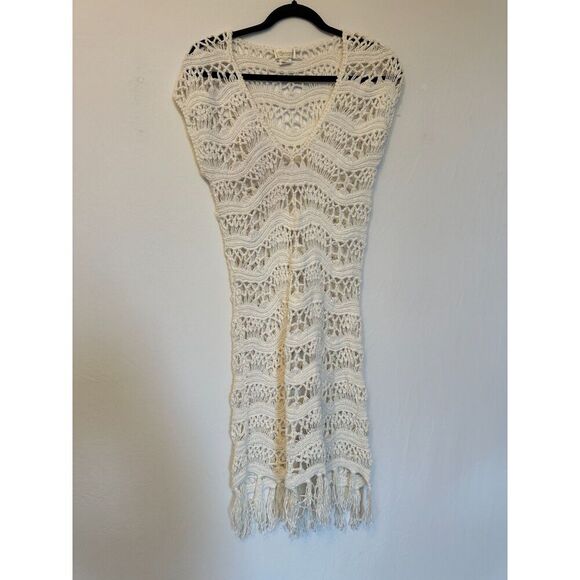Shoshanna Swim Ivory Dolman Sleeve Macramé Tunic Size Small - Picture 6 of 10
